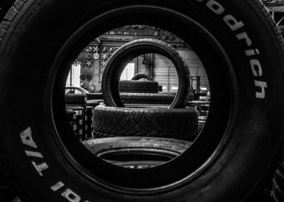 Looking through tires